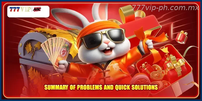 Summary of problems and quick solutions
